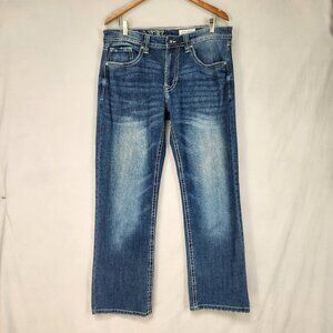 TK Axel Slim Boot Denim Jeans Men's 34x32 Distressed Classic Work Flap Pockets